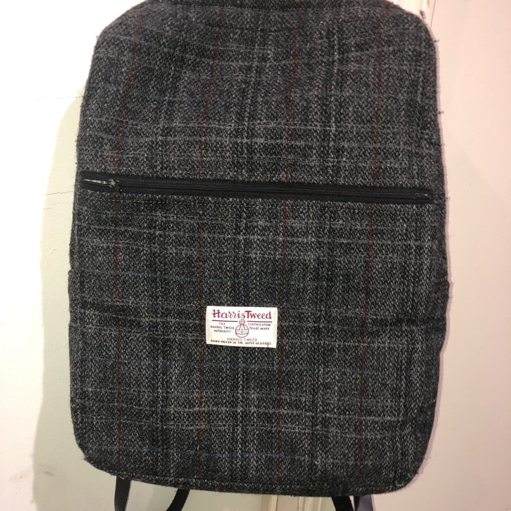 New Harris tweed wool backpack mint